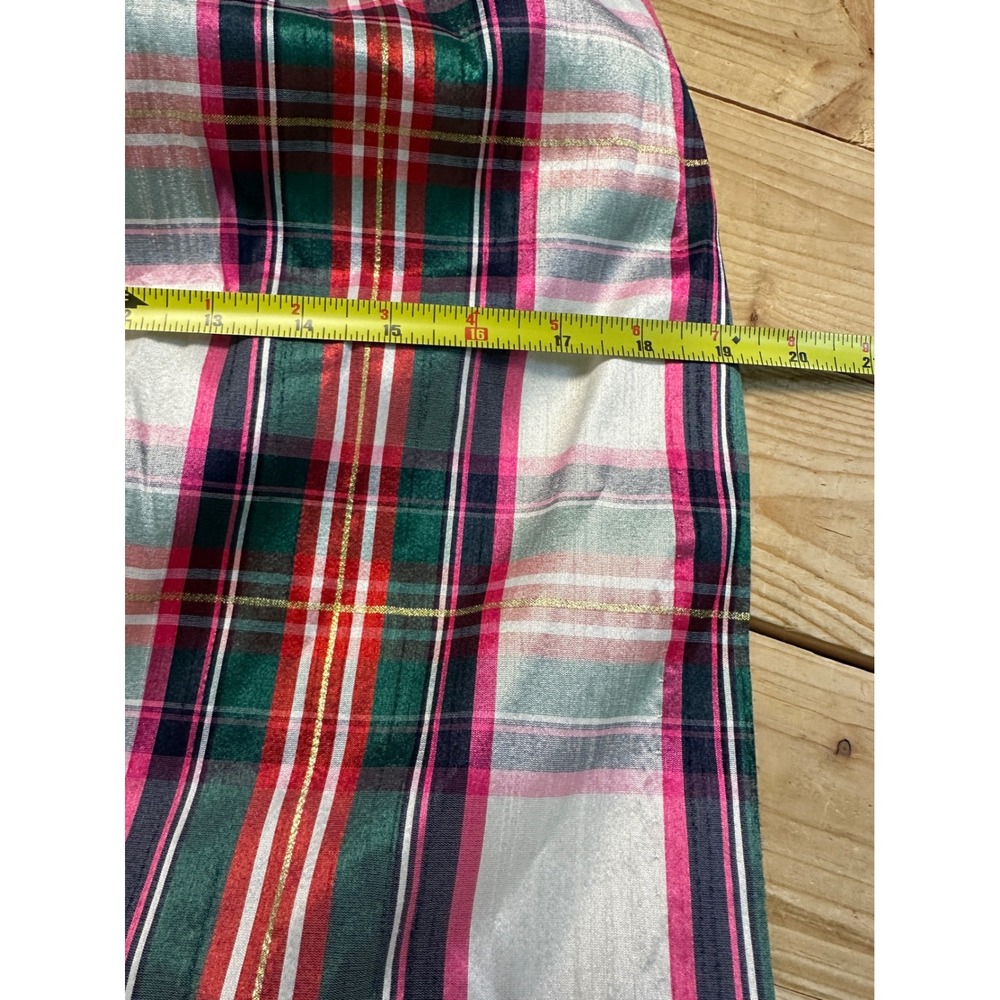 Crown Ivy Plaid Bow Skirt Womens Size 6‎ Red Green White Pink Gold Metallic - Picture 7 of 7